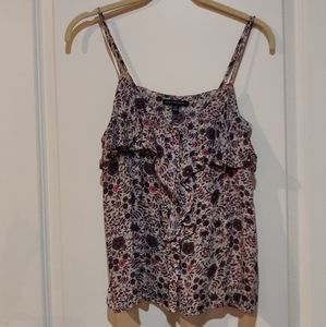 American Eagle floral, ruffle spaghetti tank